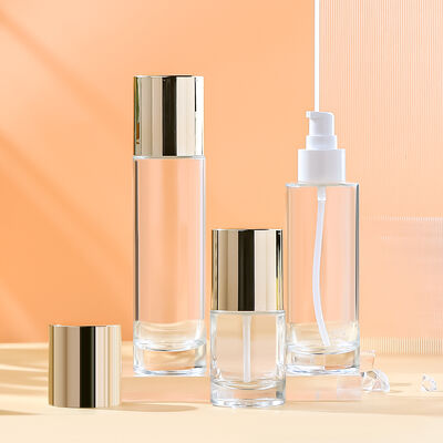 環境に優しい,漏れ防止の透明ガラスボトル,カスタマイズ可能な化粧品パッケージ